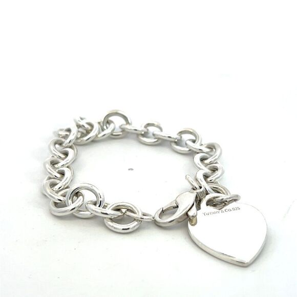 Tiffany & Co Estate Heart Charm Bracelet 7.5" Sterling Silver 35.7g TIF756 - Picture 3 of 12